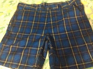 Men’s Golf Series Shorts Size 48 Fila sports Moisture Wicking Black Blue Plaid - Picture 1 of 9