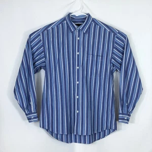 Camisa Harry Rosen Para Hombres Italiana XL Manga Larga Azul Púrpura Blanca Rayas Pequeñas - Imagen 1 de 4