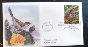 CACTUS WREN BIRD SONORAN DESERT TUCSON ARIZONA 1999 FLEETWOOD CACHET FDC - Picture 1 of 1
