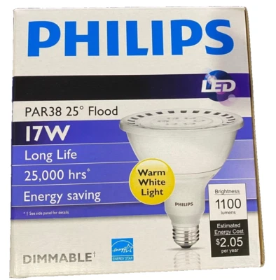 Philips PAR38/F25 17w Long Life LED Dimmable 1100 Lumen 2700K - Image 1 of 4