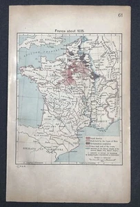 FRANCIA ALREDEDOR DE 1035 AD Mapa a color del histórico Atlas Williams Shepherd 1929 - Imagen 1 de 1