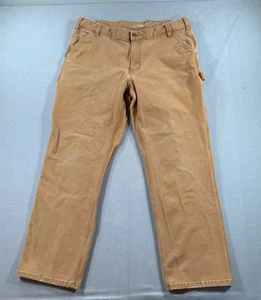 Carhartt Rugged Flex Duck Carpenter Pants Mens 38x29 Brown Beige Work 103279 - Picture 1 of 11