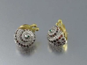 Amazing Multi Color Gemstones With White Shiny CZ Snail Design Women's Earrings - Picture 1 of 7