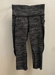 Lululemon Capri Leggings Sz 6 Black Yoga Activewear Zipper Pocket EXC - Picture 1 of 5