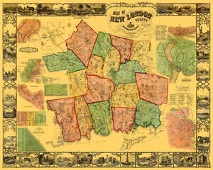 Historic County Map - New London County Connecticut - Baker 1854 - 28.75 x 23 - Picture 1 of 20