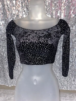 Top corto de terciopelo negro American Apparel Cali Fun And Sun XS Foto 1 de 3