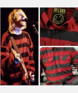 DIXXON Mens XL Flannel The Cobain Nirvana Red Black Button Front Shirt - Picture 1 of 24