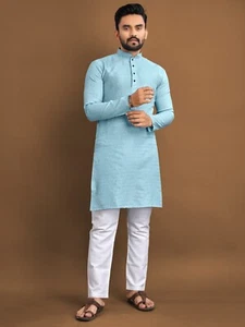 Herren Kurta Set Pakistanische Kurta Indische Anzüge Sherwani Hochzeit Party Pyjama Bräutigam - Bild 1 von 10