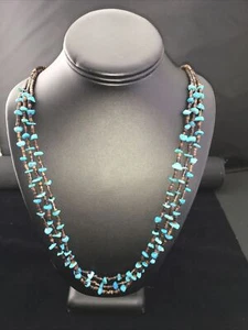 Collar Navajo Turquesa Pepita Azul Plata de Ley 01817 - Imagen 1 de 12