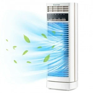 14-Inch Oscillating Tower Fan – White Mini Desk Fan with 3 Speeds – Compact Elec - Picture 1 of 12