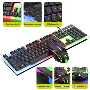 Gaming Tastatur und Maus LED Licht Hintergrundbeleuchtung Mechanisches Gefühl für Computer Desktop - Bild 1 von 15