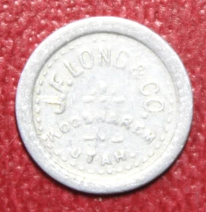 Koosharem Utah JF Long & Co. Gut für 5c Ware 20mm Aluminium Medaille - Bild 1 von 2