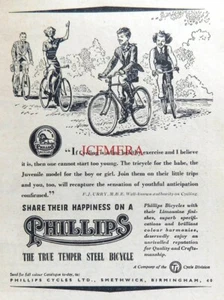 Vintage 'PHILLIPS' Bicycles ADVERT : Small Original 1955 Print 670/48 - Imagen 1 de 1