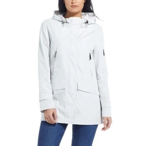 NWT Ellen Tracy Water Repellent Hooded Parka Anorak Jacket Stone Gray Sz L - Picture 1 of 9