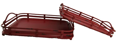 Farmhouse Metal Tray Red 2 Set - Image 1 of 4