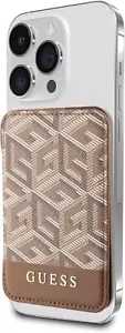 Guess Gcube Stripe Wallet Card Slot Stand Case with MagSafe Brown - GUWMSHGCFSEW - Picture 1 of 6
