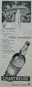 REKLAME GROSSE KARTAUSE LIKÖR ABTEI MÖNCH VATER KARTREUX VON 1959 AD PUB - Bild 1 von 1