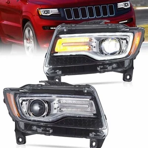 VLAND FrontScheinwerfer Paar Chrom LED Fit 2011 2012 2013 Jeep Grand Cherokee - Bild 1 von 9