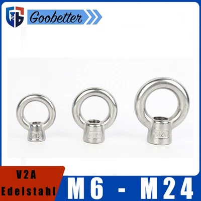 M6 M8 M10 M12 M16 M20 M24 Ringmutter V2A 304 Edelstahl Ösenmuttern Ringmuttern - Bild 1 von 4