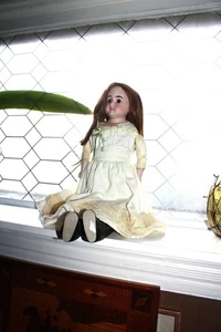 Antike Puppe Gelenk Leder Körper Biskuit Hände 22 Zoll - Bild 1 von 8