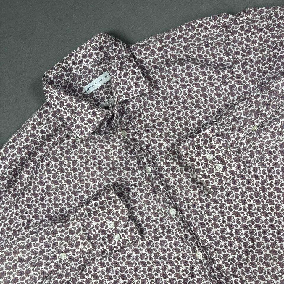 Etro Dress Shirt Mens 43 Made in Italy Pink Paisley Button Front Long Sleeve - Image 1 of 4