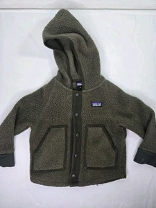 Patagonia Kid's Retro-X Olive Green Deep Pile Fleece Jacket Thermal Lined 3T - Picture 1 of 4