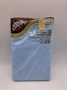 Vintage Bibb Standard 2 Kissenbezüge nicht mehr bügeln blau Standardgröße - Bild 1 von 3