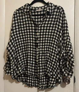 Camisa a Cuadros Jane + Delancey Abotonada Blanca y Negra-Mujer 2X - Imagen 1 de 5