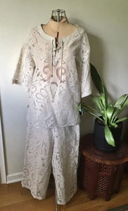 Carlisle Collection Sandfarben Leinen & Organza Mischung 2 Stück Set - Bild 1 von 15