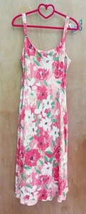 LOVELY PER UNA LINEN SUNDRESS ~ ORANGEY RED FLOWERS ~ SIZE 14R ~ GOOD CONDITION! - Picture 1 of 3