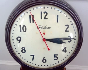 Large Vintage Telechron Electric Wall Clock School Sweep Hand Ashland MASS USA - Picture 1 of 14