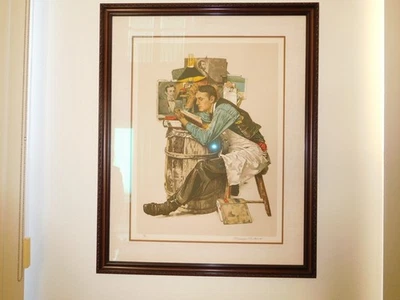 Litografia Norman Rockwell 1976 estudante de direito assinada à mão edição limitada  - Imagem 1 de 4