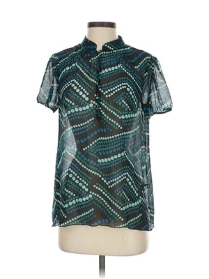 Top de seda verde manga corta Harold's para mujer S Foto 1 de 4