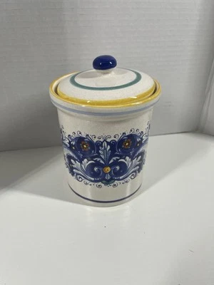 Ricco Deruta Italian Pottery Small Hand Painted Ceramic Canister with Lid - Image 1 of 4