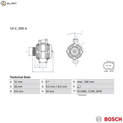 ALTERNATOR 0 986 048 550 FOR MERCEDES-BENZ C-CLASS/Sportscoupe/Sportcoupe CLK - Image 1 of 4