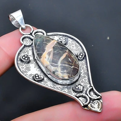 Colgante de joyería de piedras preciosas de jaspe capuchino hecho a mano 3,03" I174 Foto 1 de 3