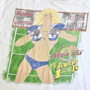 Rare Vintage 90s Deja Vu Strip Club Football 69 T-Shirt Size XL 2XL - Picture 1 of 13