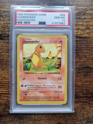 PSA 10 GEM MINT Shadowless Charmander #46/102 Pokémon Base Set Pokemon TCG - Image 1 of 2