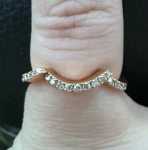 Le Vian 1/4 Carat Natural Diamond 14K Strawberry Gold Curved Wedding Band Ring - Picture 1 of 11