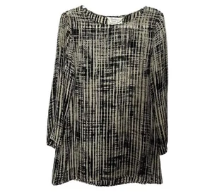 MaxMara Women's Size 10 Velour Velvet Striped Silk Blend Tunic Top Career - Picture 1 of 6