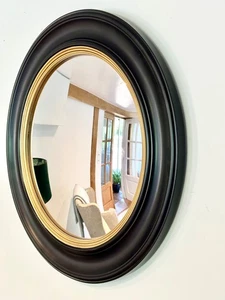 26"/66 cm  Wooden Convex Butler's Mirror - black and gold. - Picture 1 of 9