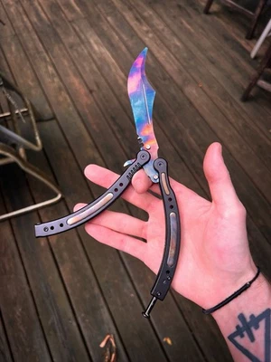Cuchillo Entrenador Mariposa Endurecido Estuche 2 Personalizado Counter Strike Foto 1 de 4