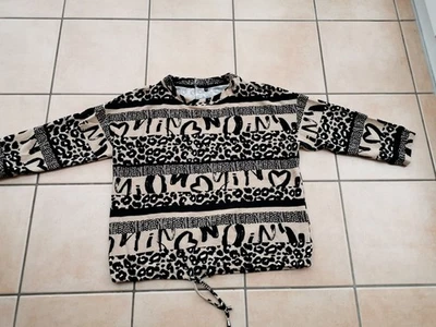 Leichter Pulli mit Leo Print Gr. 44/46 beige/schwarz - Bild 1 von 4