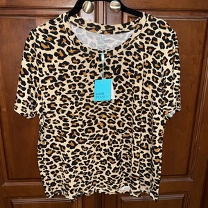 Top da donna Posh Peanut taglia media super morbido comodo Lana Leopard Tan nuovo con etichette maglietta - Foto 1 di 8