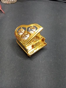 GRAN PIANO Vintage Chapado en Oro 24k y Cristal Decoración 2-1/2" Alto con Recarga - Imagen 1 de 10