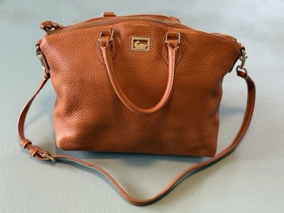 Dooney & Bourke Camel Tan Pebbled Leather Satchel Handbag *See Pics Description - Image 1 of 4