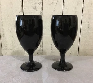 2er Set Libbey Schwarz Amethyst Glas Wasserkelche Eistee 7" Hoch - Bild 1 von 4