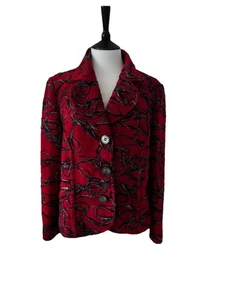 LIBRA... Chaqueta inteligente roja gris mezcla poliéster/lana/mohair/alpaca talla 14 - Imagen 1 de 7