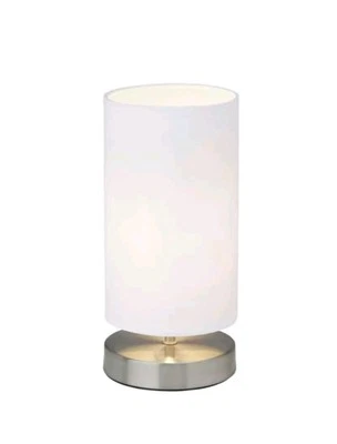 Brilliant Tischleuchte Clarie 1-flammig E14/40W Metall/Textil eisen/weiß - Bild 1 von 4