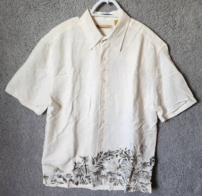 Camisa The Havanera Co Blanca Floral Manga Corta Abotonada Talla M Mezcla de Lino Foto 1 de 4